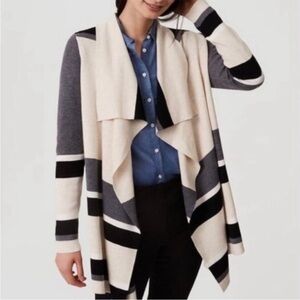 LOFT Stripe Waterfall Open Cardigan